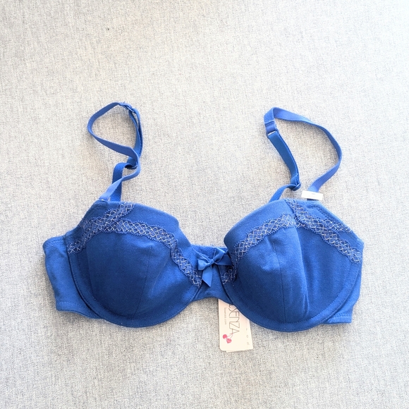 NWT La SENZA Women's Royal Blue Lace Demi Bra 32C - Picture 1 of 4